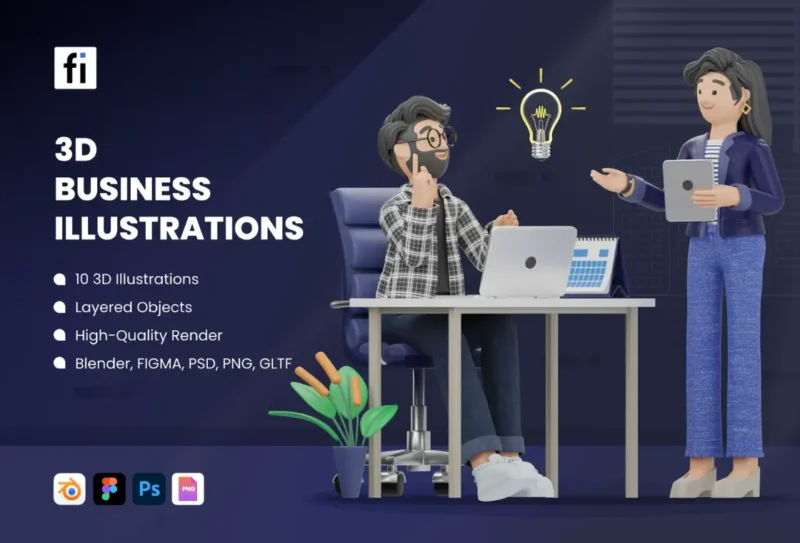 3D Business Illustrations for Creative Branding