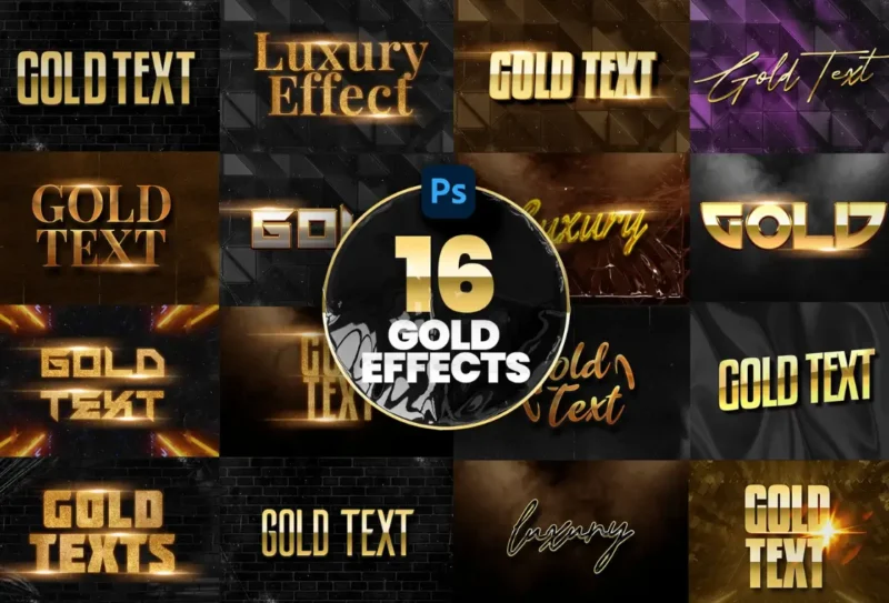 Gold Text Effect Photoshop Template