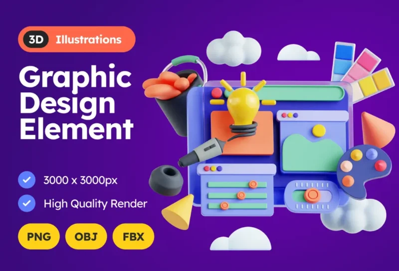 Graphic Design Element 3D Illustration