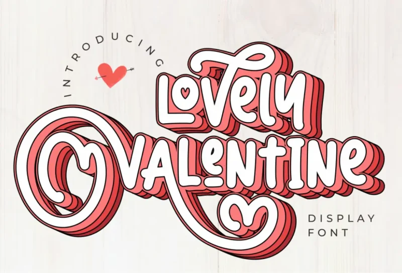 Lovely Valentine Display Font | Romantic Extruded Typeface for Design Projects