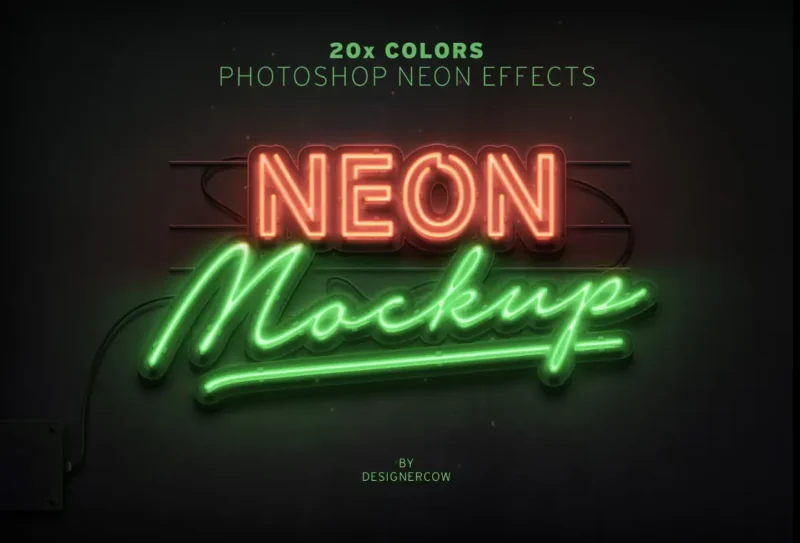 Neon Sign Effect Photoshop Template